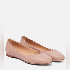 CHLOÉ Lauren Scalloped Ballerina Flats Size 39 in Pink Tea NIB